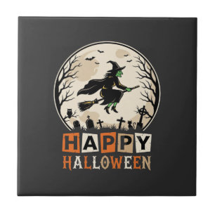 Gelukkig Halloween Heksenmaan Graf Cemetery Ontwer Tegeltje