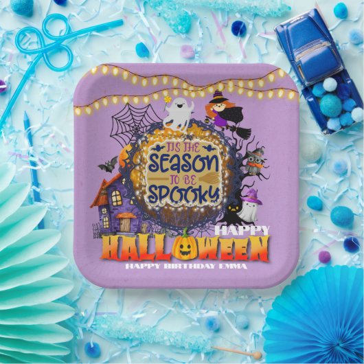 Gelukkig Halloween Het is Spooky Seizoen Viering Papieren Bordje (Feest)