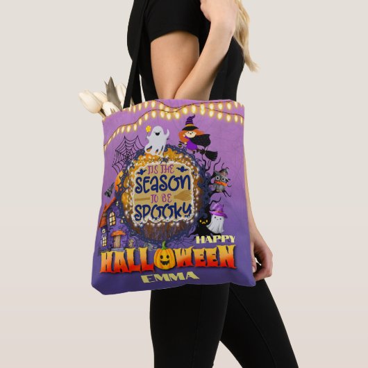 Gelukkig Halloween Het is Spooky Seizoen Viering Tote Bag (Dichtbij)