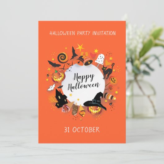 Gelukkig Halloween Holiday Party Trendy design Kaart (Staand voorkant)