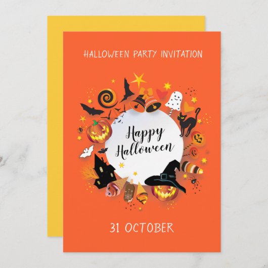 Gelukkig Halloween Holiday Party Trendy design Kaart (Voorkant / Achterkant)