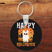 Gelukkig Halloween Hond Geest Sleutelhanger (Voorkant)