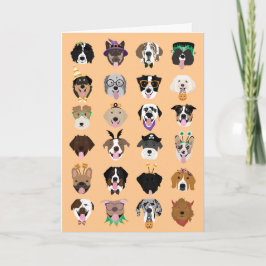 Gelukkig Halloween Honden Gezichten Kaart