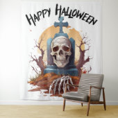 Gelukkig Halloween Hoofd Steen En Skelet Wandkleed (In situ)
