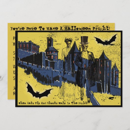 Gelukkig Halloween Huwelijk Spooky Geest Bruid & B Kaart (Voorkant / Achterkant)