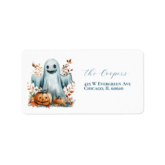 Gelukkig Halloween I Ghost Retouradres Etiket (Voorkant)