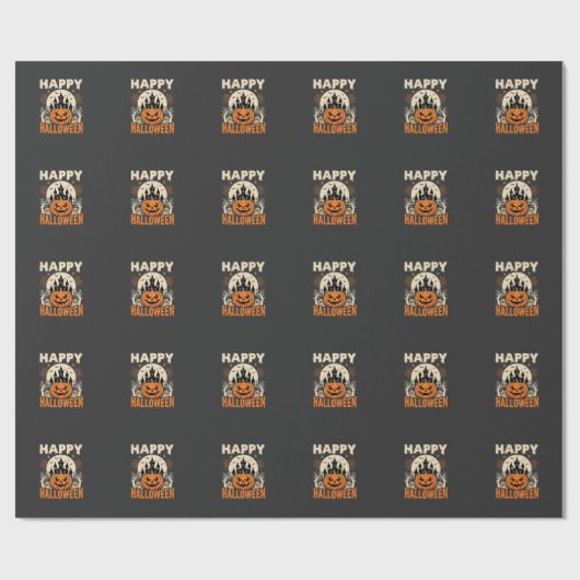 Gelukkig Halloween Jack O Lantern Geheime Kasteel Cadeaupapier (Vlak)