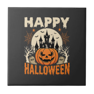Gelukkig Halloween Jack O Lantern Geheime Kasteel Tegeltje