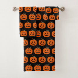 Gelukkig Halloween Jack O Lantern Illustratieve Ku Bad Handdoek