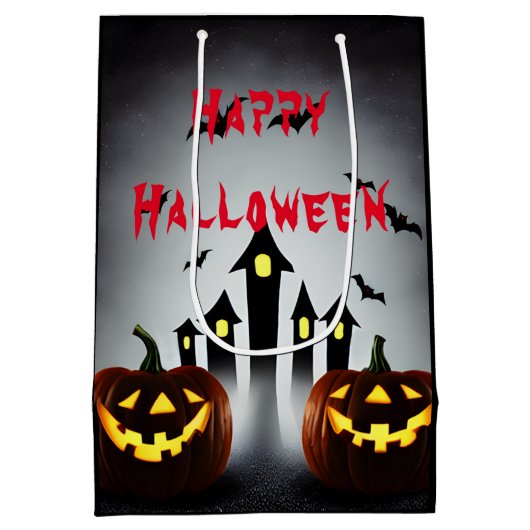 Gelukkig Halloween Jack o' Lantern Party Medium Cadeauzakje (Achterkant)