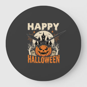 Gelukkig Halloween Jack O Lantern Spook Kasteel Grote Klok