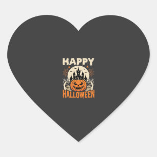 Gelukkig Halloween Jack O Lantern Spook Kasteel Hart Sticker