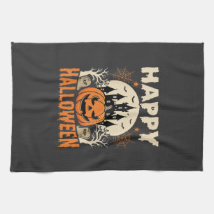 Gelukkig Halloween Jack O Lantern Spook Kasteel Theedoek
