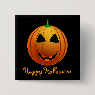 Gelukkig Halloween Jack 'o Lantern Vierkante Button 5,1 Cm