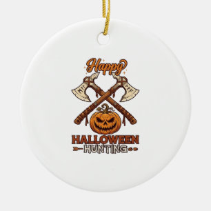 Gelukkig Halloween Jagen Gekruiste Bijlen Pompoen Keramisch Ornament
