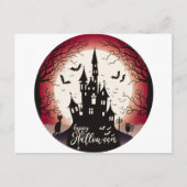 Gelukkig Halloween Kasteel Vleermuizen Zwart Kat H Feestdagenkaart (Voorkant)
