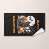 Gelukkig Halloween Kat en Jack O Lantern Handdoek (Handdoek)