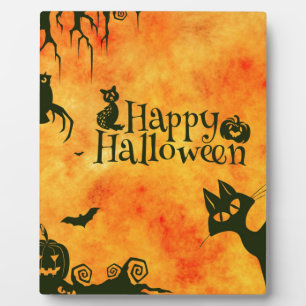 gelukkig halloween kat fotoplaat