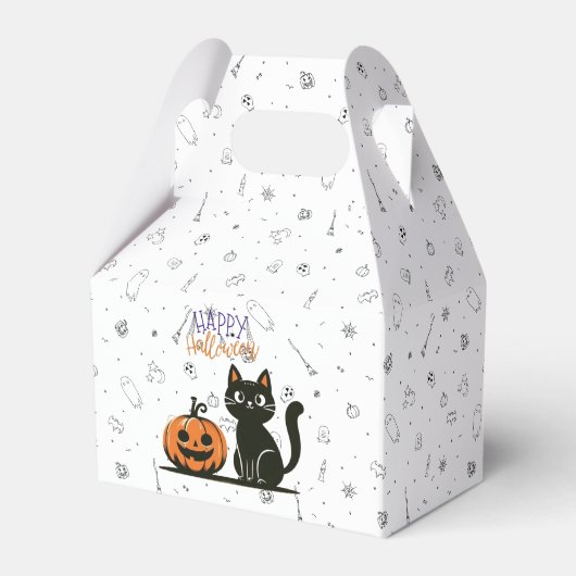 Gelukkig Halloween kat & pompoen Bedankdoosjes (Voorkant Zijde)
