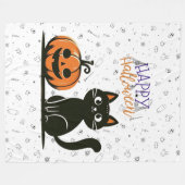 Gelukkig Halloween kat & pompoen Fleece Deken (Voorkant (Horizontaal))