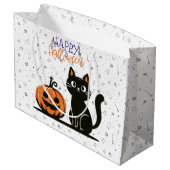 Gelukkig Halloween kat & pompoen Groot Cadeauzakje (Achterkant Gekanteld)