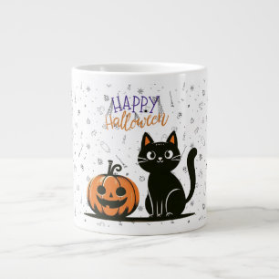Gelukkig Halloween kat & pompoen Grote Koffiekop