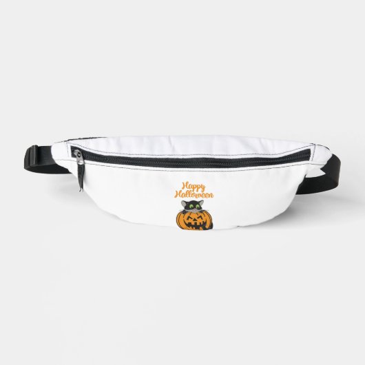 Gelukkig Halloween Kat Pompoen Heuptasje (Voorkant)