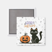 Gelukkig Halloween kat & pompoen Magneet (Voorkant / Achterkant)