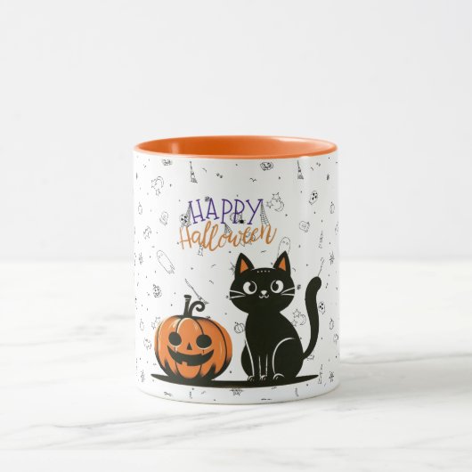 Gelukkig Halloween kat & pompoen Mok (Midden)