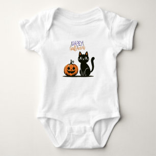 Gelukkig Halloween kat & pompoen Romper