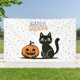 Gelukkig Halloween kat & pompoen Spandoek