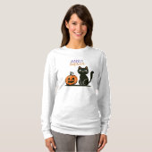 Gelukkig Halloween kat & pompoen T-shirt (Voorkant volledig)