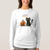 Gelukkig Halloween kat & pompoen T-shirt (Voorkant)