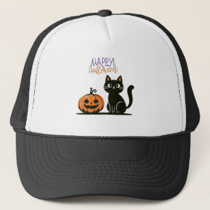 Gelukkig Halloween kat & pompoen Trucker Pet