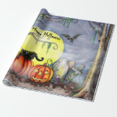 Gelukkig Halloween Kerkhof Scene Inpakpapier (Uitgerold)