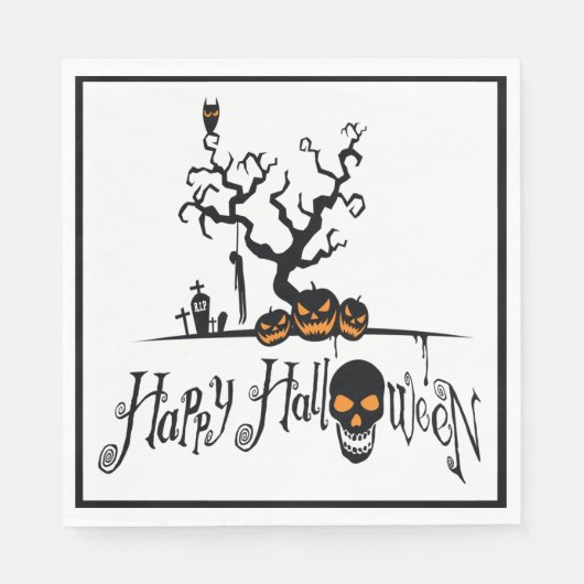 Gelukkig Halloween Kerkhof Servet (Voorkant)