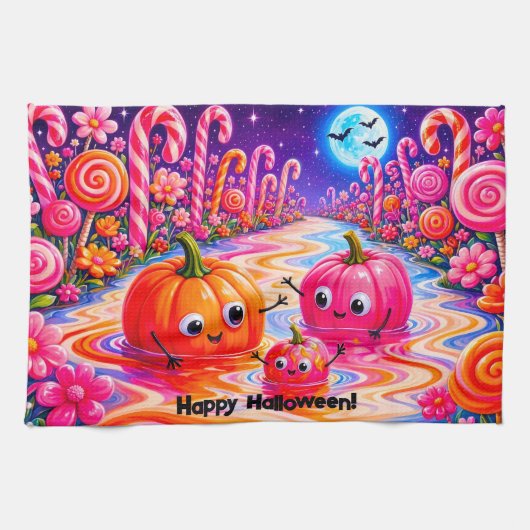 Gelukkig Halloween Keuken Handdoek (Horizontaal)