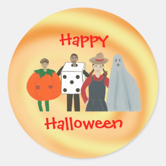 Gelukkig Halloween Kinder in kostuums Stickers (Voorkant)