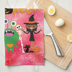 Gelukkig Halloween Kinderen Schattig en eng    Theedoek