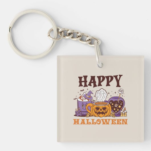 Gelukkig Halloween koffie brouwen Sleutelhanger (Voorkant)