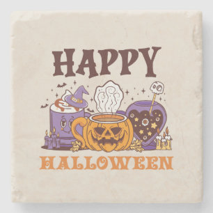 Gelukkig Halloween koffie brouwen Stenen Onderzetter