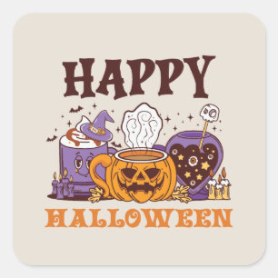 Gelukkig Halloween koffie brouwen Vierkante Sticker