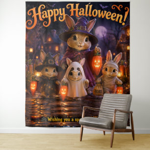 Gelukkig Halloween konijnen/konijnenfeest tapijt Wandkleed