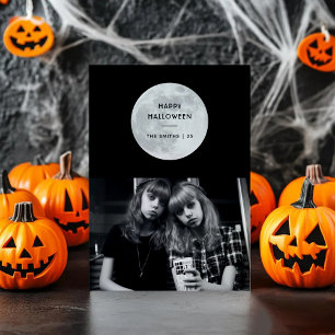Gelukkig Halloween Maan Vleermuizen Zwart & Wit Aa Feestdagen Kaart