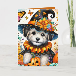 Gelukkig Halloween Maltezer Puppiewitch Halloweenk Kaart