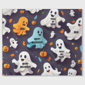 Gelukkig Halloween Mini Geesten Wrapping Papier (Vlak)