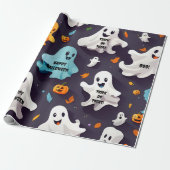 Gelukkig Halloween Mini Geesten Wrapping Papier (Uitgerold)