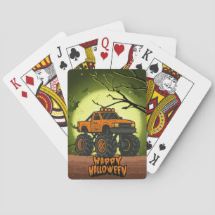 Gelukkig Halloween Monster Truck met vleermuizen e Pokerkaarten