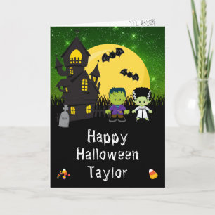Gelukkig Halloween Monsters Groen Kaart