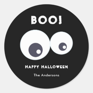 Gelukkig Halloween Moppige Oogbollen Monsters Zwar Ronde Sticker